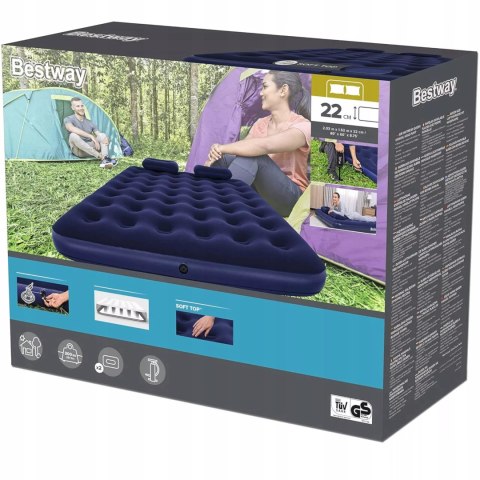 Materac dmuchany dwuosobowy pompka ręczna 2x poduszki Bestway 67374 Materac dmuchany dwuosobowy pompka ręczna 2x poduszki Bestway 67374