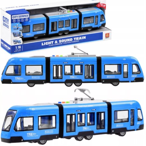 Duży tramwaj jeździ dźwięki światła baterie niebieski 930B Duży tramwaj jeździ dźwięki światła baterie niebieski 930B