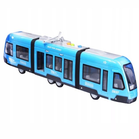 Duży tramwaj jeździ dźwięki światła baterie niebieski 930B Duży tramwaj jeździ dźwięki światła baterie niebieski 930B