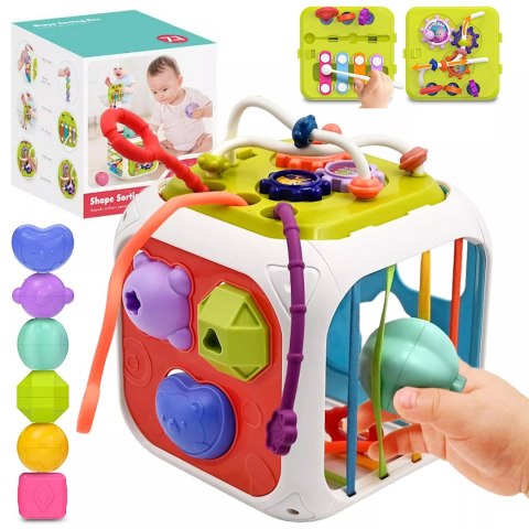 Edukacyjna kostka sensoryczna sorter kształtów klocki cymbałki 18m+ 688-62 Edukacyjna kostka sensoryczna sorter kształtów klocki cymbałki 18m+ 688-62