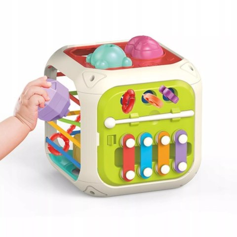 Edukacyjna kostka sensoryczna sorter kształtów klocki cymbałki 18m+ 688-62 Edukacyjna kostka sensoryczna sorter kształtów klocki cymbałki 18m+ 688-62