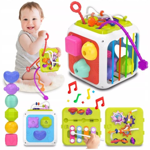 Edukacyjna kostka sensoryczna sorter kształtów klocki cymbałki 18m+ 688-62 Edukacyjna kostka sensoryczna sorter kształtów klocki cymbałki 18m+ 688-62