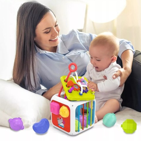 Edukacyjna kostka sensoryczna sorter kształtów klocki cymbałki 18m+ 688-62 Edukacyjna kostka sensoryczna sorter kształtów klocki cymbałki 18m+ 688-62