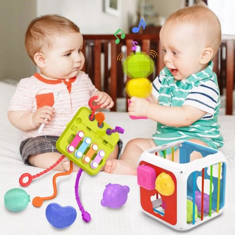 Edukacyjna kostka sensoryczna sorter kształtów klocki cymbałki 18m+ 688-62 Edukacyjna kostka sensoryczna sorter kształtów klocki cymbałki 18m+ 688-62