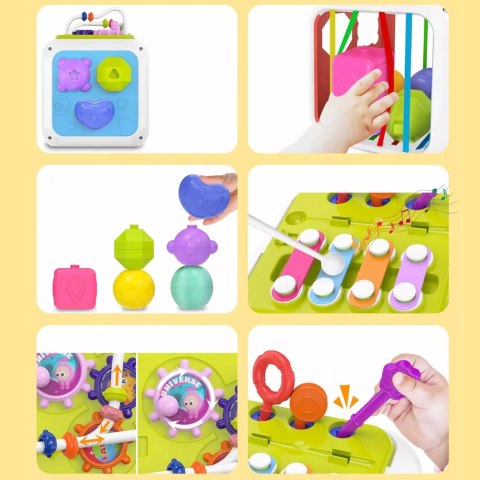 Edukacyjna kostka sensoryczna sorter kształtów klocki cymbałki 18m+ 688-62 Edukacyjna kostka sensoryczna sorter kształtów klocki cymbałki 18m+ 688-62
