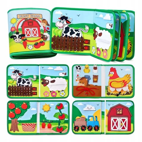 Sensoryczna filcowa książeczka dla dzieci farma zwierzątka na rzepy Montessori Sensoryczna filcowa książeczka dla dzieci farma zwierzątka na rzepy Montessori