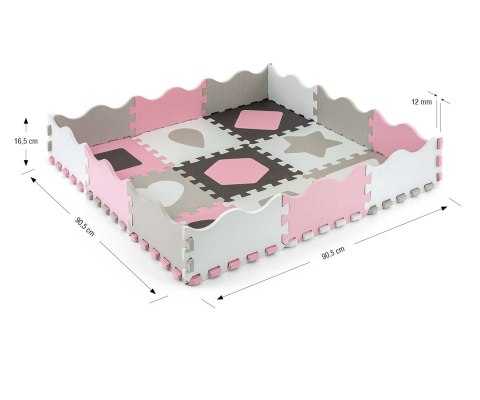Mata piankowa puzzle Jolly 3x3 Shapes - Pink Grey Mata piankowa puzzle Jolly 3x3 Shapes - Pink Grey