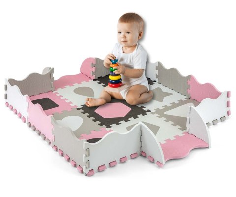 Mata piankowa puzzle Jolly 3x3 Shapes - Pink Grey Mata piankowa puzzle Jolly 3x3 Shapes - Pink Grey